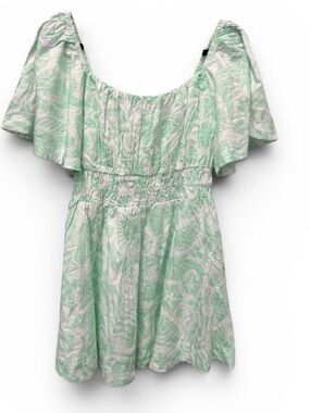 NWT Cake For Dinner Hermosa Dress Sea Foam off shoulder Print Mini Dress M